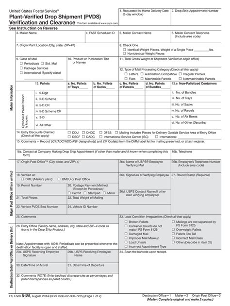 Usps Ps Form 8125 2007 2022 Fill And Sign Printable Template Online