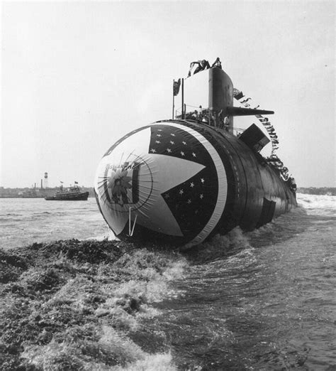 Uss Narwhal Ssn 671 As She Slides Down The Launching Ways At The Electric Boat Division