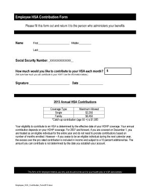 Ut Healthequity Employee Hsa Contribution Form 2013 2024 Fill And