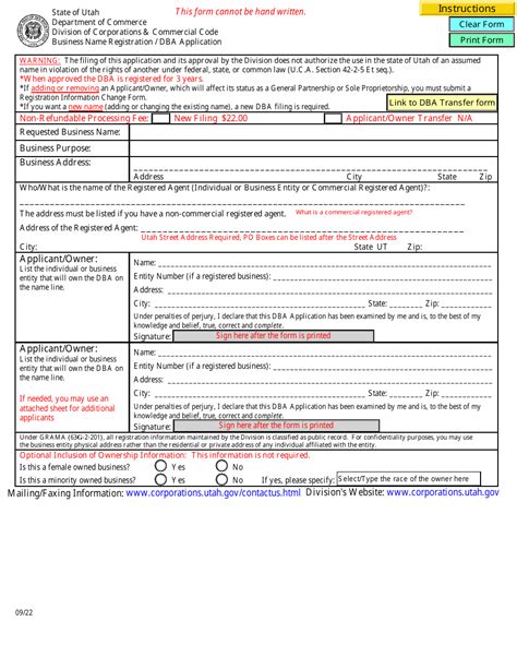 Utah Business Name Registration Dba Application Fill Out Sign Online