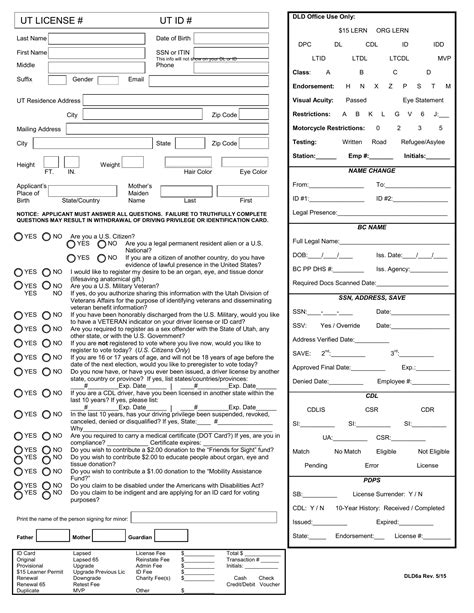 Utah Driver License Application Pdf Form Formspal