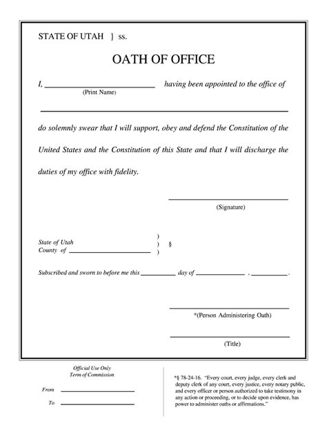 Utah Oath Fill Online Printable Fillable Blank Pdffiller