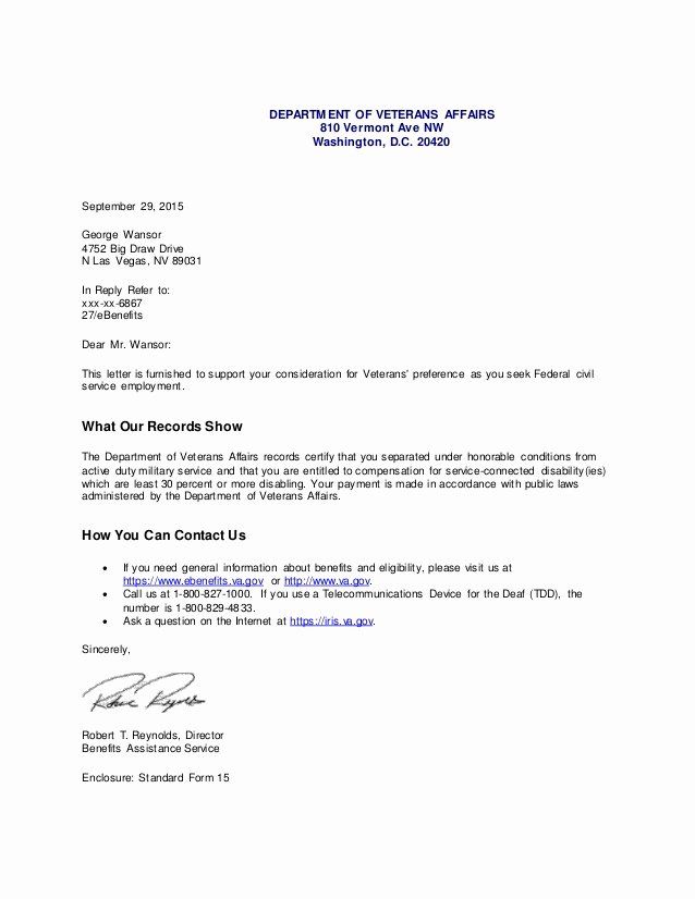 Va Disability Award Letter Sample