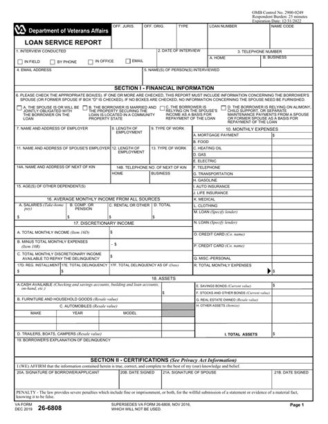 Va Form 26 6808 Download Fillable Pdf Or Fill Online Loan Service