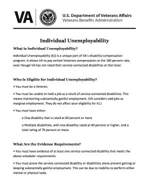 Va Individual Unemployability Fact Sheet 2018 2024 Fill And Sign