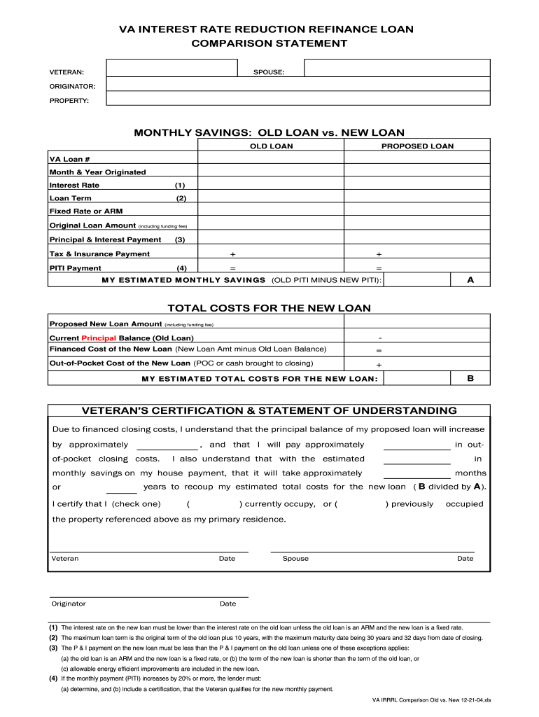 Va Loan Comparison Fill Out Sign Online Dochub