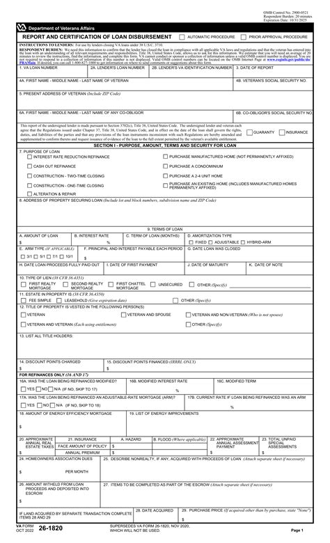 Va Loan Disbursement Report And Certification Form