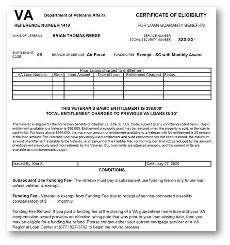 Va Loan Eligibility Letter Va Home Loan Certificate Of Eligibility