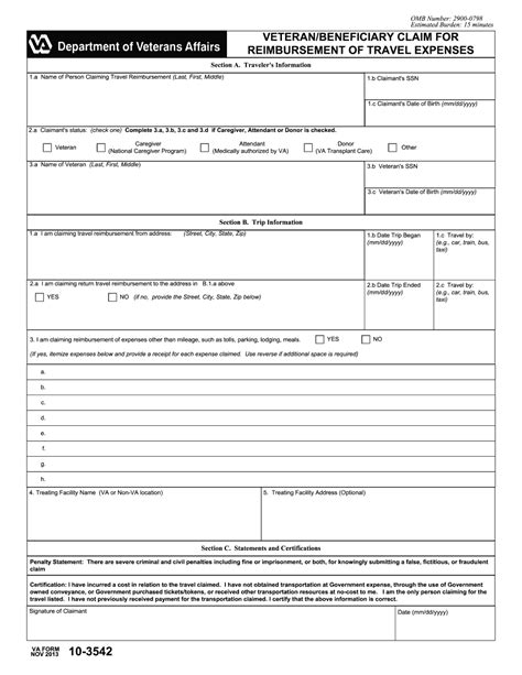 Va Travel Voucher Form Fill Online Printable Fillable Blank