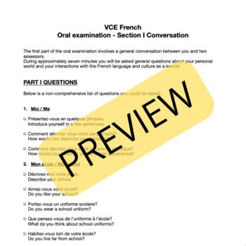 Vce French Oral Exam General Conversation Practice Questions And Tips