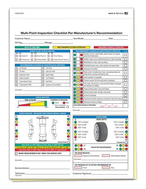 Vehicle Inspection Form 7291 Autodealersupplies Com Is Your 1 Source For Auto Dealer Supplies