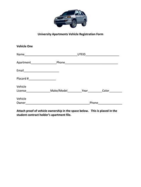 Vehicle Registration Form Template