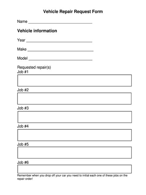 Vehicle Repair Request Form Fill And Sign Printable Template Online