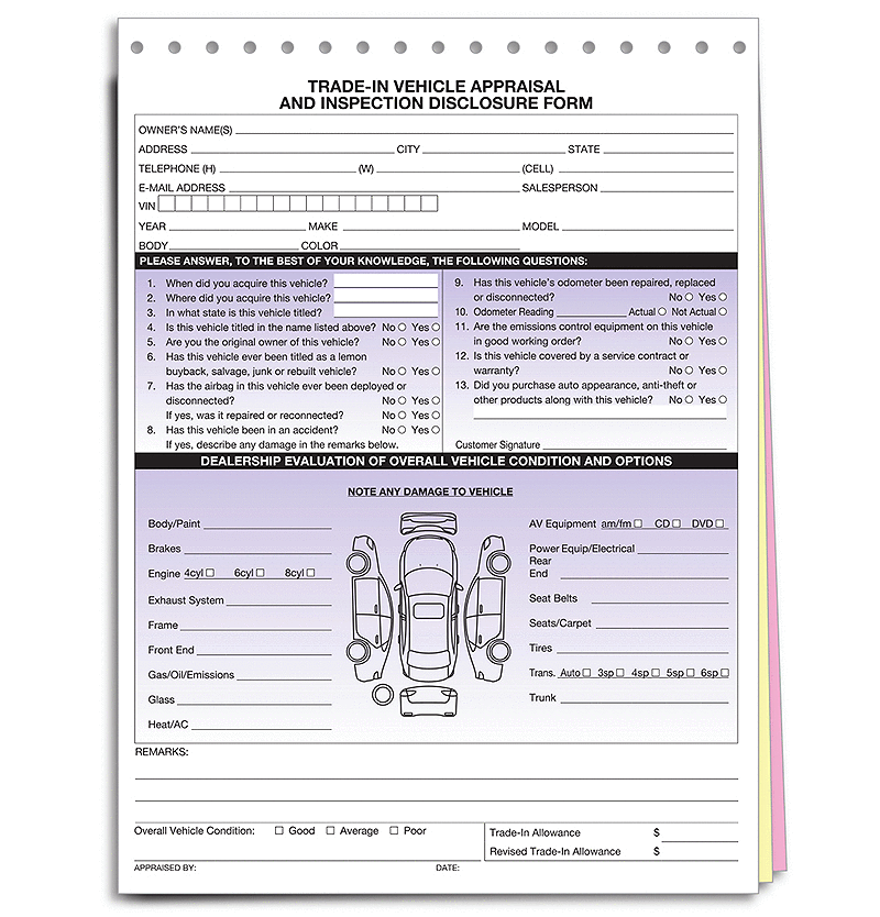 Vehicle Trade Purchase Disclosure