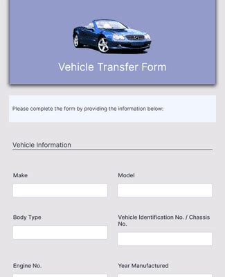 Vehicle Transfer Form Template Jotform