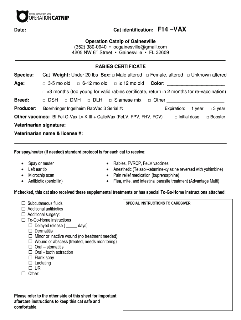 Vet Vaccination Record Template