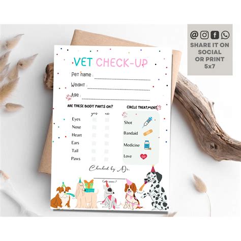 Veterinary Exam Check In Sheets Printable