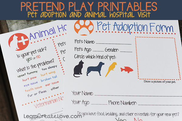 Veterinary Printables And Pretend Play