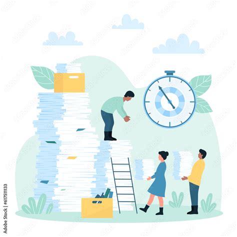 Vetor De Paperwork Organization In Office Work Vector Illustration