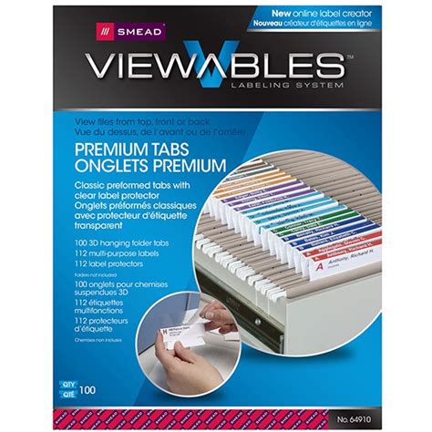 Viewables Premium 3D Hanging Folder Tabs Labels Paper Organization