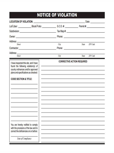 Violation Notice Template