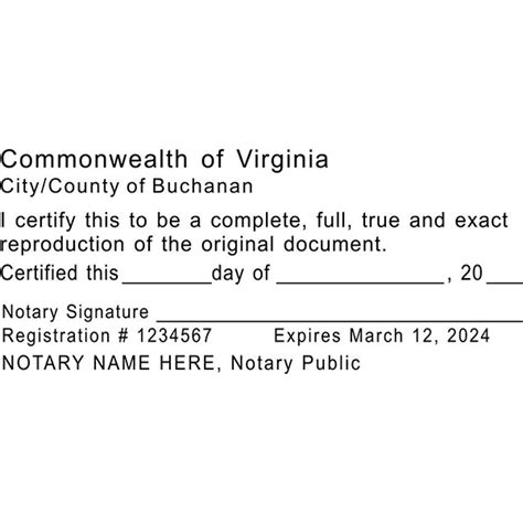 Virginia Certified True Copy Notary Stamp Hc Brands