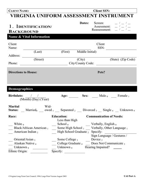 Virginia Uniform Assessment Instrument Editible Pdf Fill And Sign