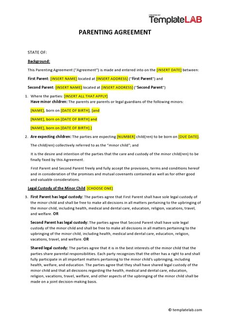 Visitation Agreement Template