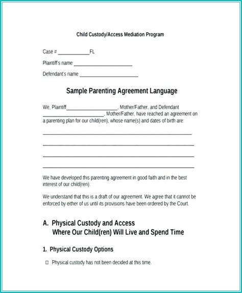 Voluntary Child Custody Agreement Form Florida Form Resume Examples Bpv5y7ev1z