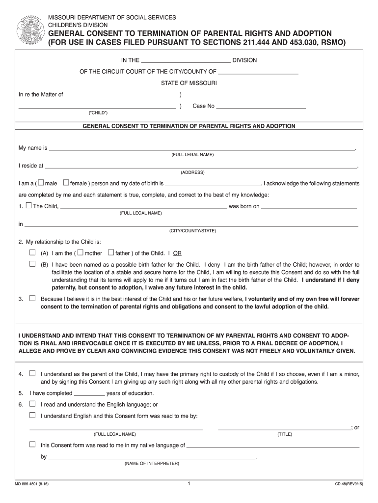 Voluntary Termination Printable Termination Of Parental Rights Form