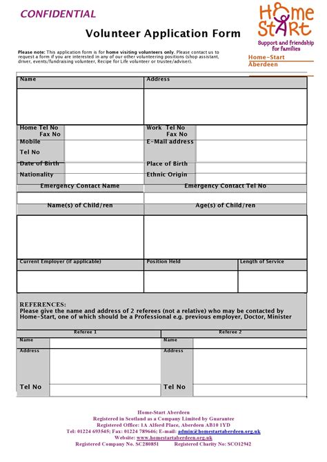 Volunteer Application Template Word