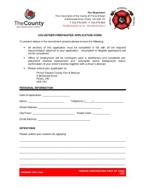 Volunteer Firefighter Application Templatejotvolunteer Firefighter