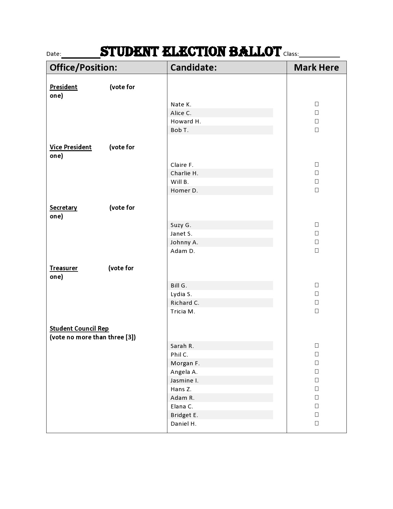 Voting Ballot For 2024 Dee Marillin