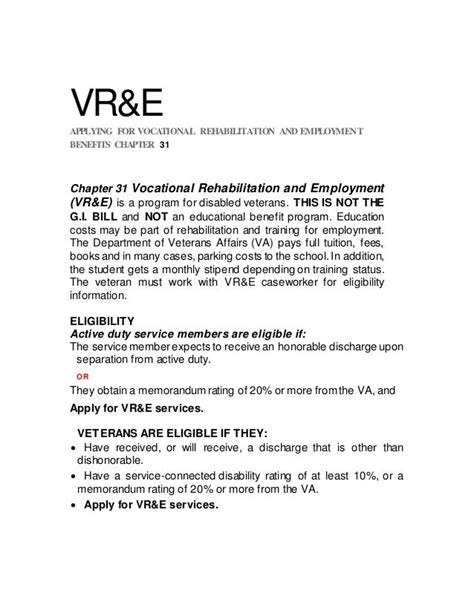 Vre Ch 31 For Veterans