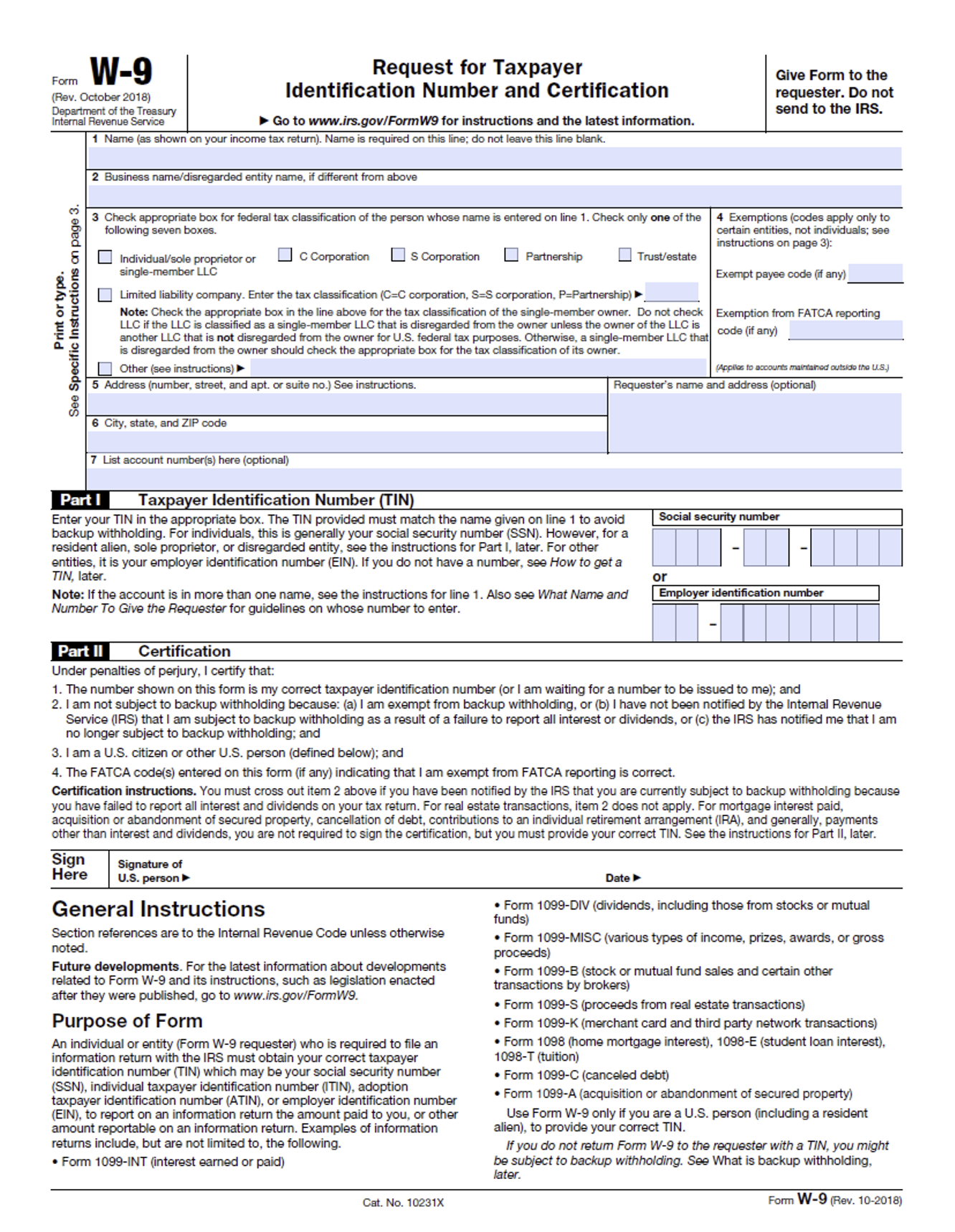 W 9 Form