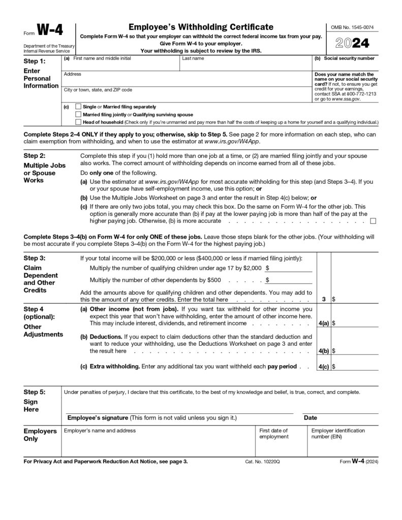 W4 Withholding Form 2024 Elections Sacha Clotilda