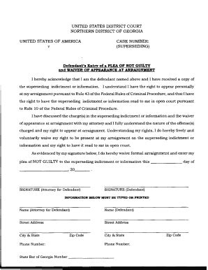 Waiver Of Arraignment Georgia Fill And Sign Printable Template Online