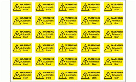 Warning Automatic Start Labels Electrical Labels Safety Signs Notices