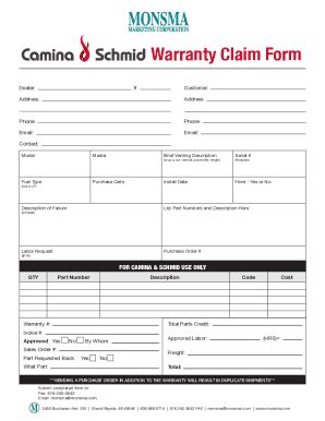 Warranty Claim Form Template Jotform