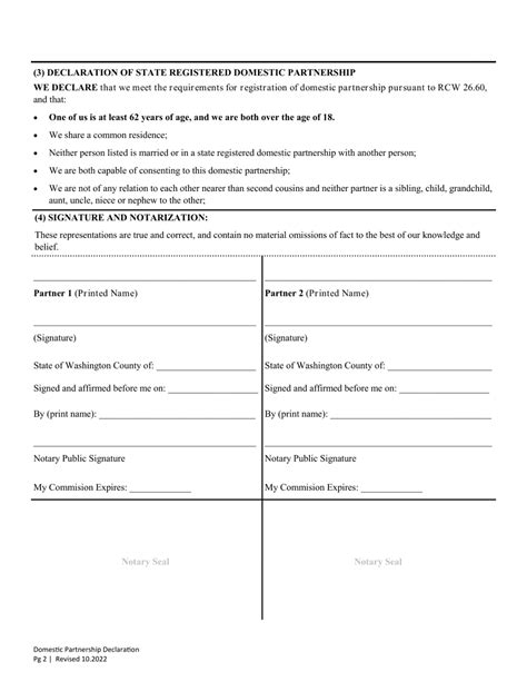 Washington Domestic Partnership Declaration Fill Out Sign Online And