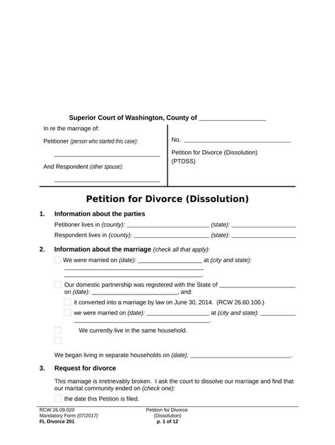 Washington State Divorce Papers Pdf 2012 2024 Form Fill Out And Sign Printable Pdf Template