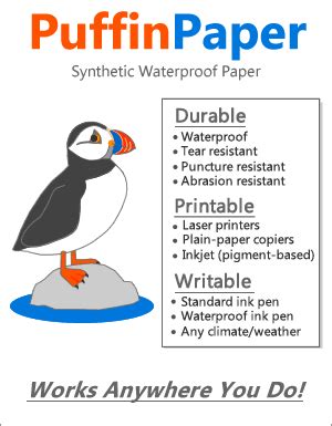 Waterproof Paper Puffinpaper Works Anywhere You Do