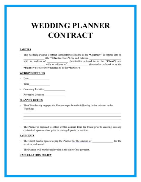 Wedding Contract Template