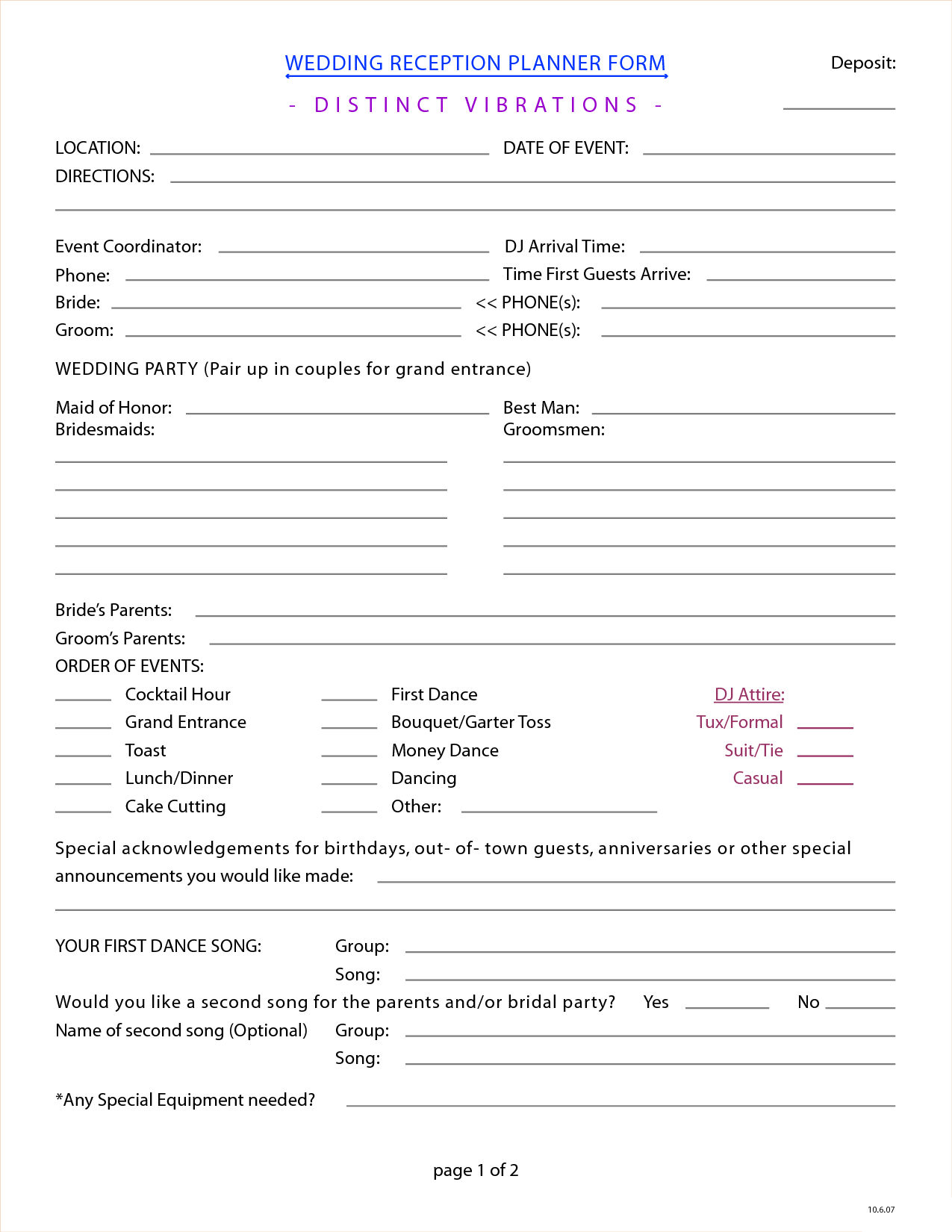 Wedding Form Templates