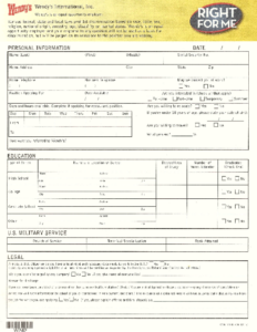 Wendy S Printable Job Application Pdf Printfriendly