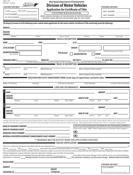 West Virginia Dmv Title Transfer Form Transferform Net