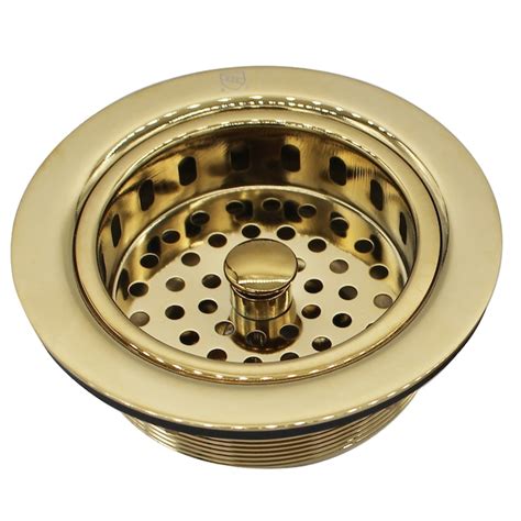 Westbrass 3 5 In Polished Brass Strainer Basket With Lock Mount Included In The Kitchen Sink