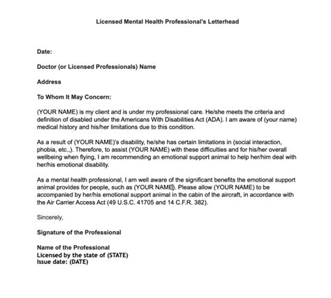 What Does An Airline Approved Esa Letter Look Like Emotional Support