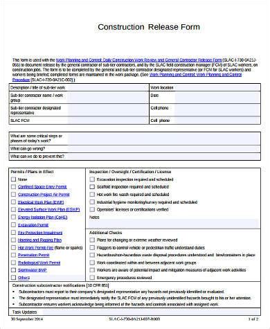 Releasing Paperwork in Construction