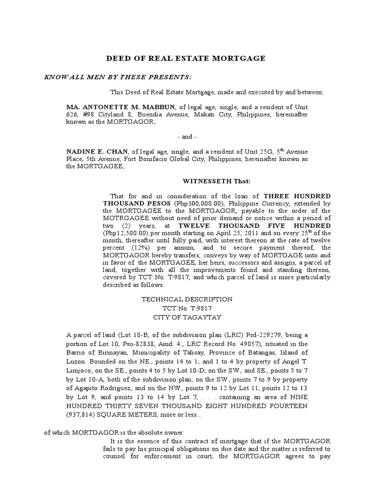 What Does Le Etal Mean On A Property Deed